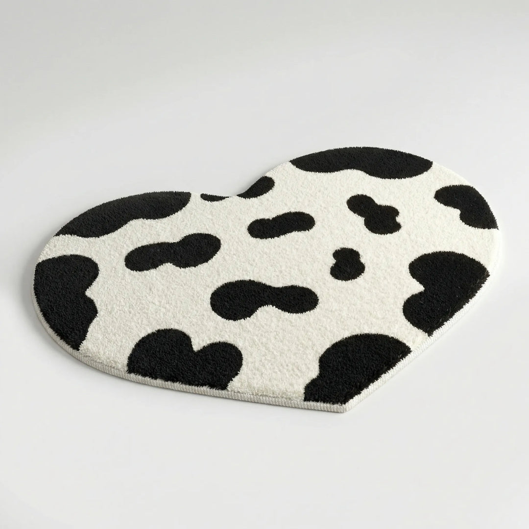Soft heart rug, modern geometric waves. Ideal accent rug for contemporary living spaces and bedrooms. Easy care.