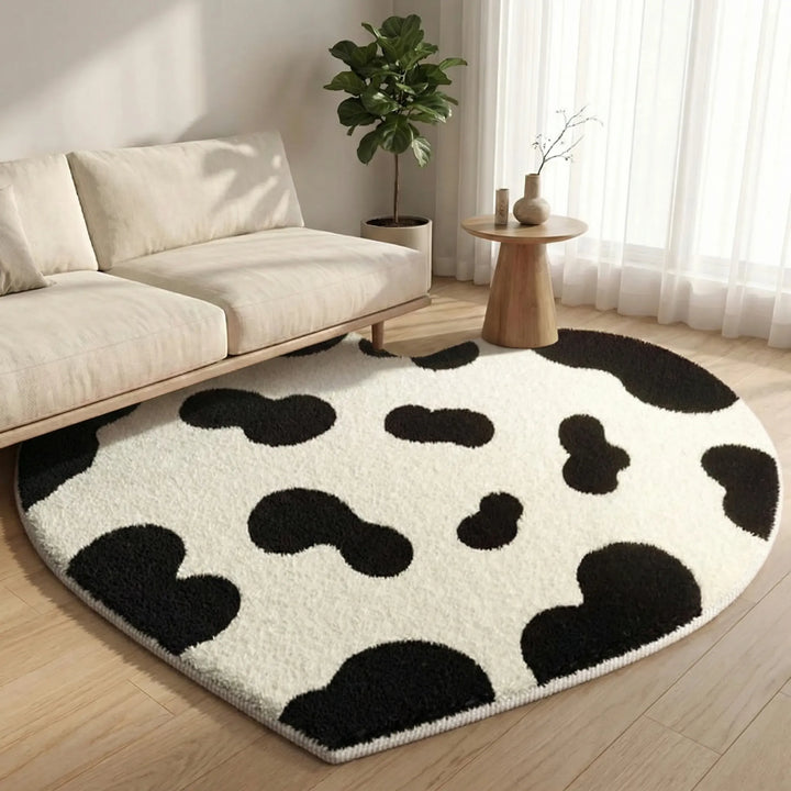 Chic heart rug, statement piece for modern home decor. Adds warmth to living rooms or bedrooms. Flowique waves.