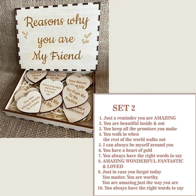 Textured basswood Heartfelt Reasons Why You Are My Friend, a personal and meaningful friendship present
