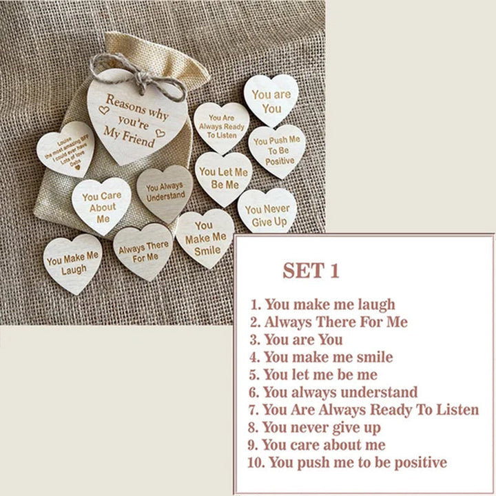 Heartfelt Reasons Why You Are My Friend wooden plaque with natural basswood grain, thank you gift