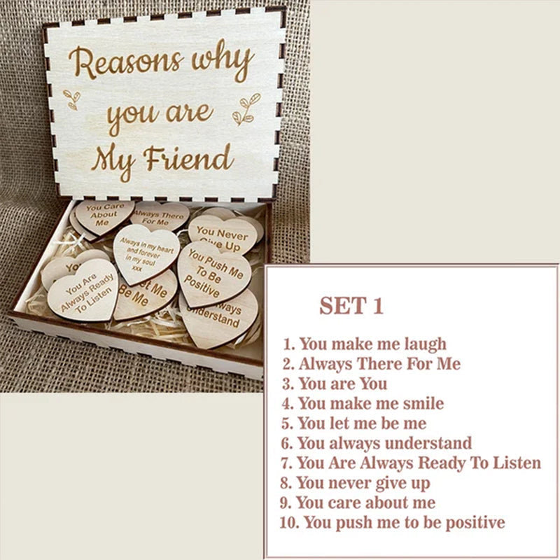 Heartfelt Reasons Why You Are My Friend, a beautiful and lasting wooden gift for special friendships