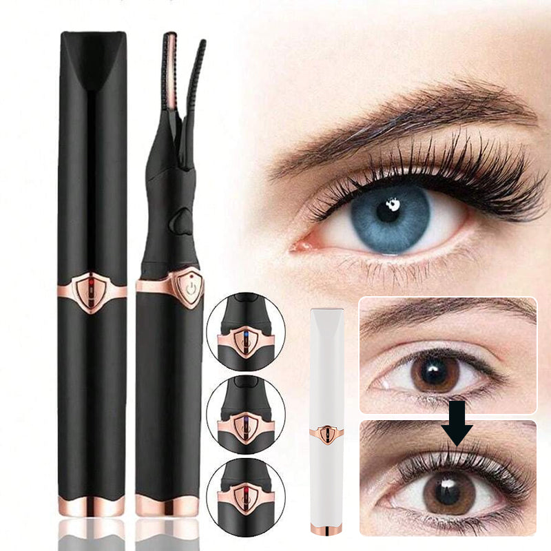 Heated Eyelash Curler, USB rechargeable, for long-lasting, upward curly lashes, portable beauty tool