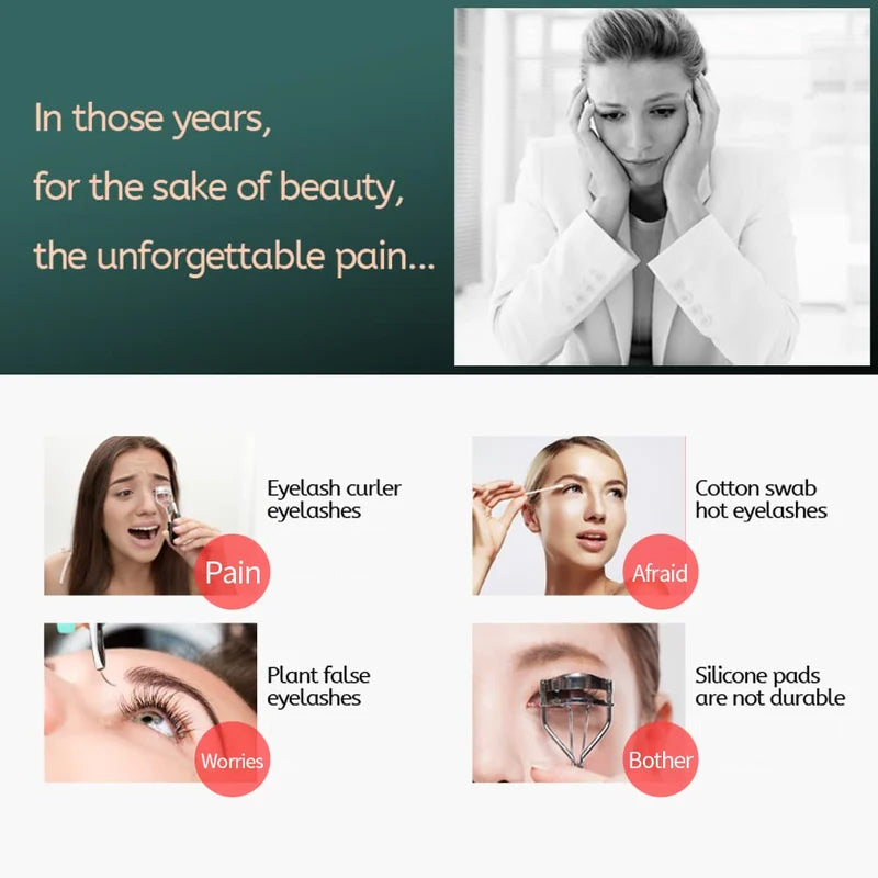 Portable heated eyelash curler, compact size ideal for travel and on-the-go makeup touch-ups, USB charged