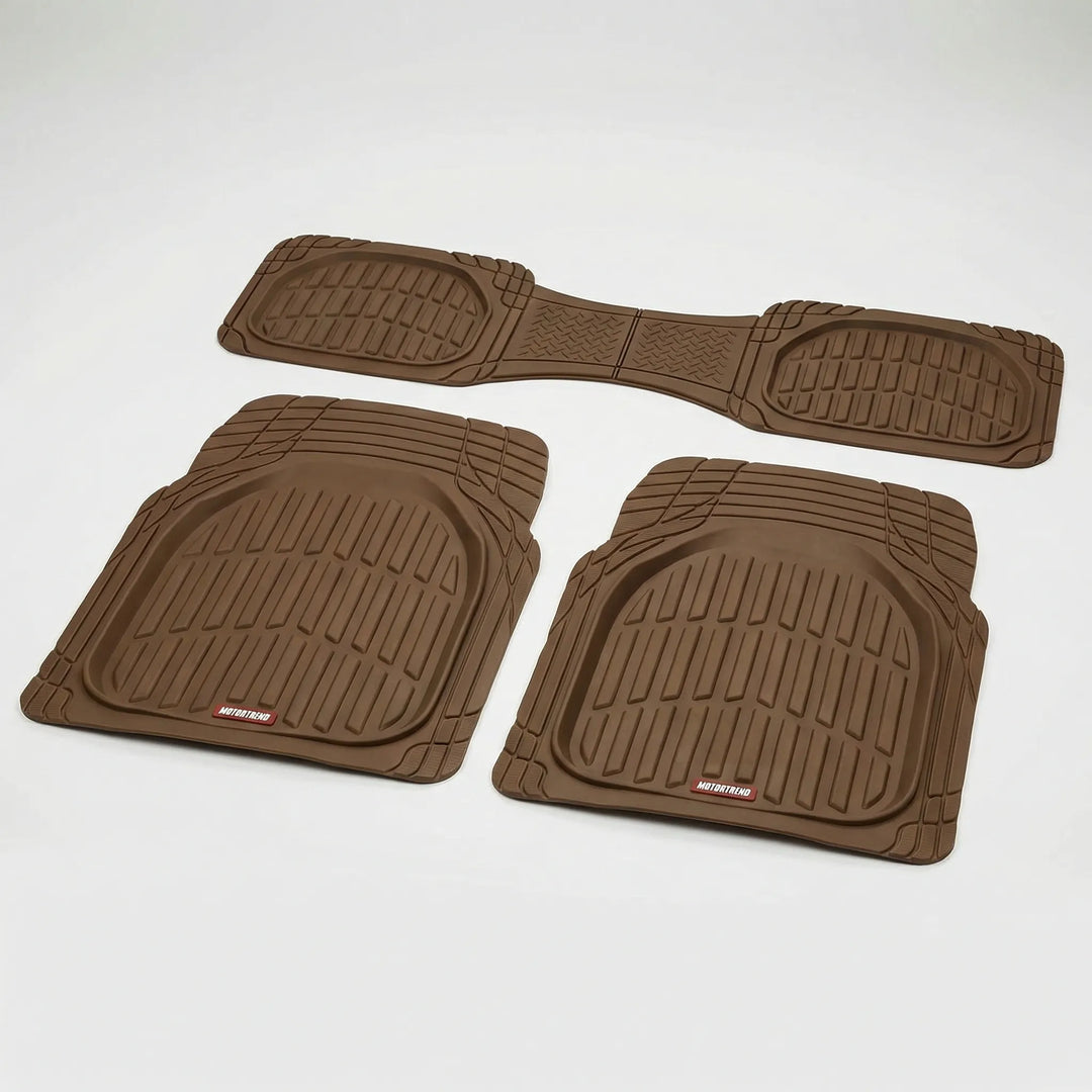 Durable heavy-duty car floor liners offering all-weather protection for auto interior; easy clean vehicle mats.
