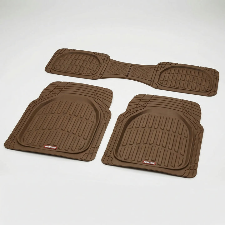Durable heavy-duty car floor liners offering all-weather protection for auto interior; easy clean vehicle mats.