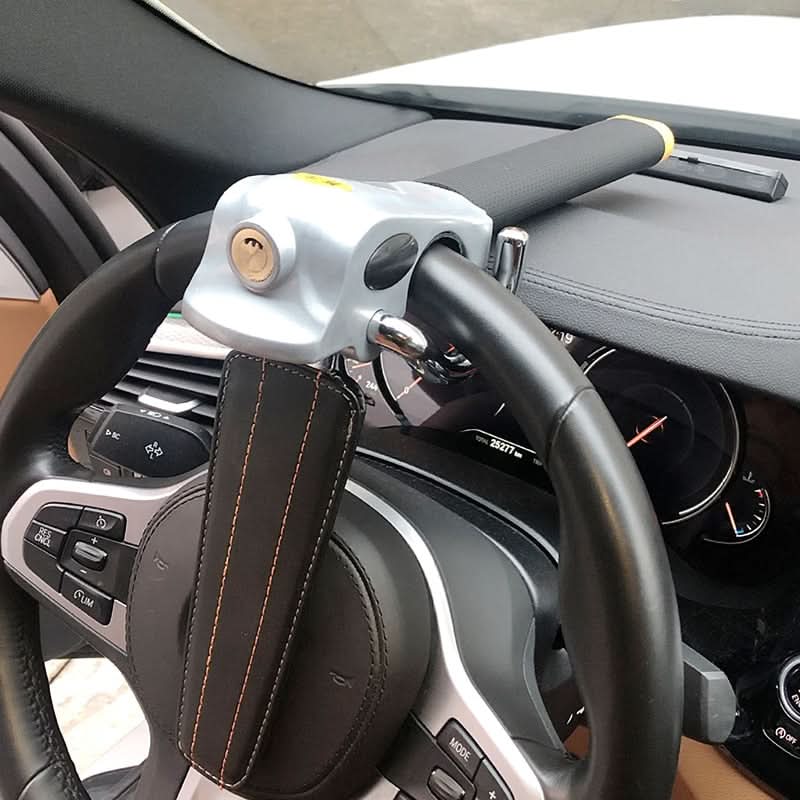 Heavy Duty Anti-Theft Car Steering Wheel Lock for vehicle security. Adjustable auto safety device for maximum protection.