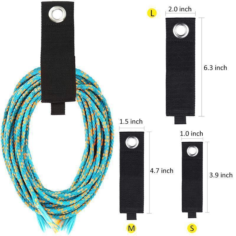 Unisex black nylon storage straps, perfect for heavy-duty cord management and organization in workshops.