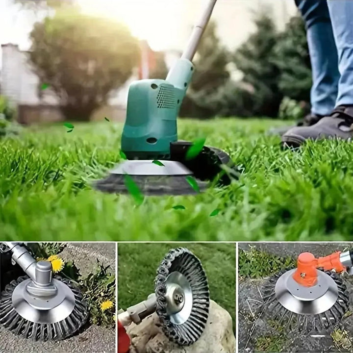 6-inch heavy-duty brush cutter head for string trimmers, perfect for garden weed & moss cleaning.