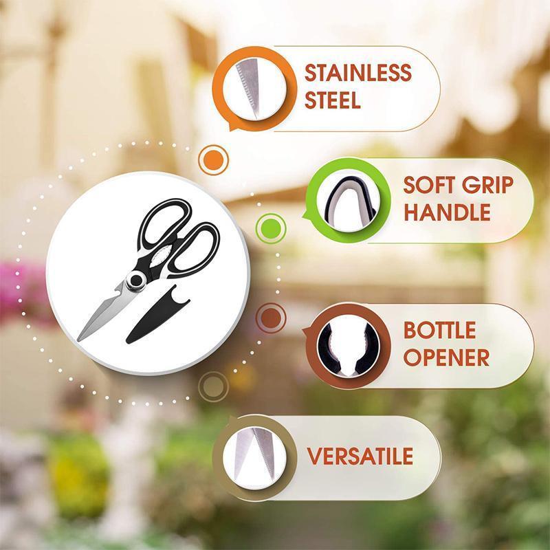 Multi-purpose stainless steel kitchen shears, essential durable kitchen tool for food prep