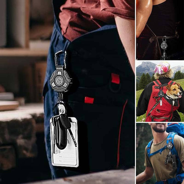 Heavy-duty retractable keychain with strong steel wire, perfect for keys and badges.