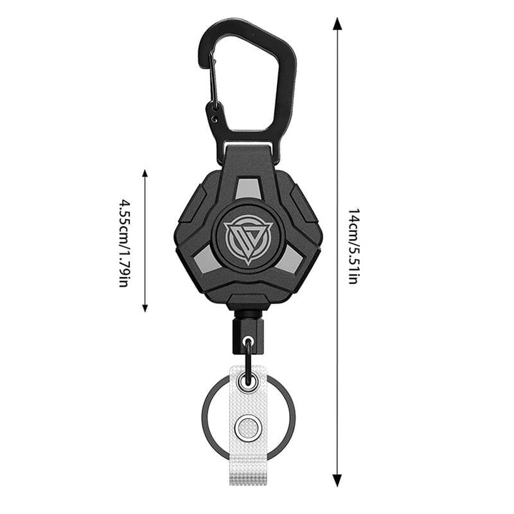 Compact and robust retractable keychain, an essential accessory for secure key management.