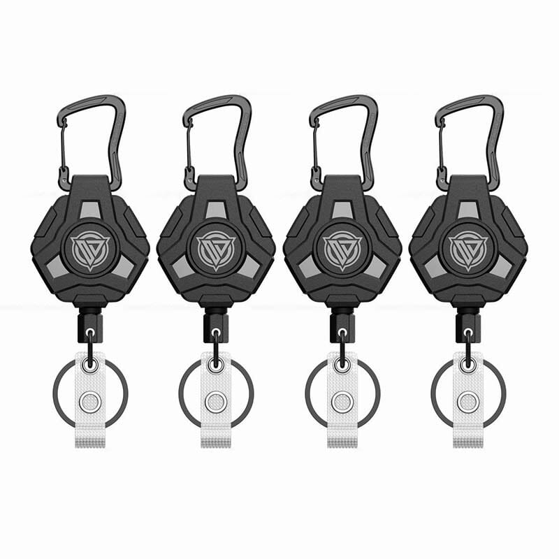Industrial-grade retractable keychain, built to withstand heavy use and provide security.