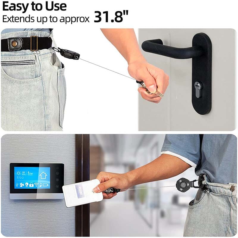 Unisex retractable badge reel and keychain; durable, secure, and organizational accessory.