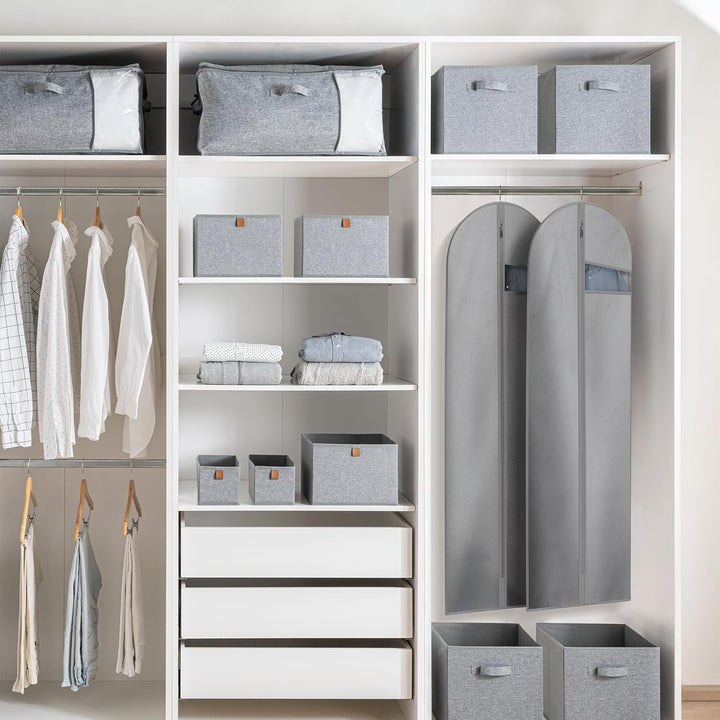 Heavy-duty suit bag, clear window, keeps apparel wrinkle-free & organized during travel.