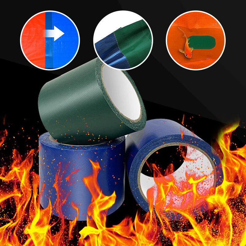 Heavy-duty weatherproof repair tape for tarpaulins, ensuring waterproof sealing for outdoor gear.