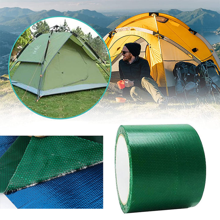 High-strength adhesive tape for weatherproof repairs on tarpaulins and awnings, long-lasting.