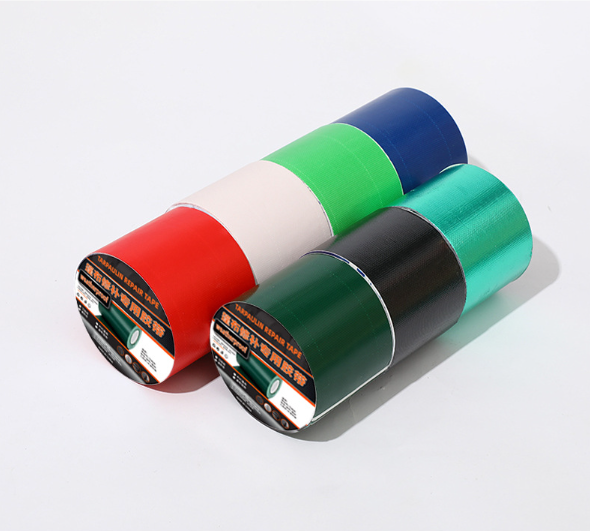 Awning repair tape, weatherproof and adhesive, ensuring a secure and lasting seal for outdoor fabric.