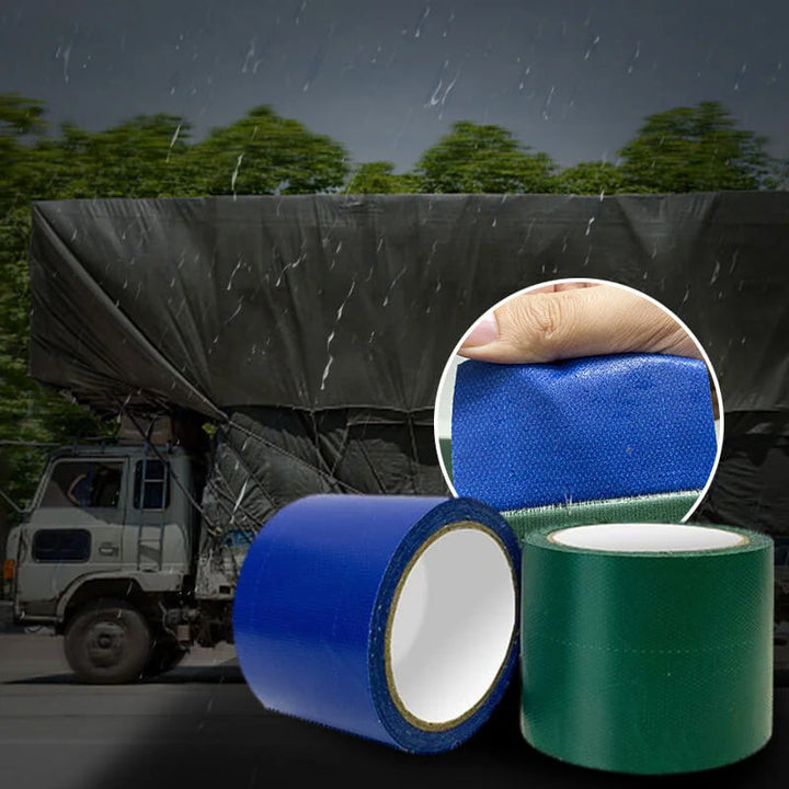 Strong adhesive repair tape designed for quick and effective tarp and awning fixes, multi-purpose.