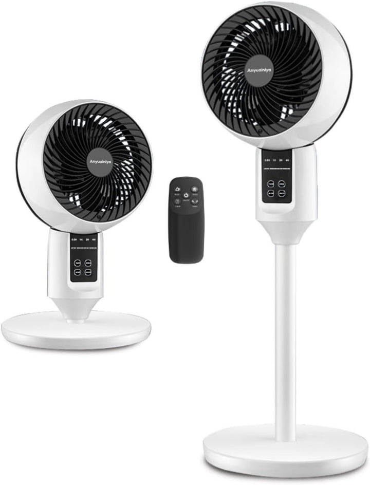 Modern quiet pedestal fan with remote control & adjustable height for optimal summer comfort & cooling.