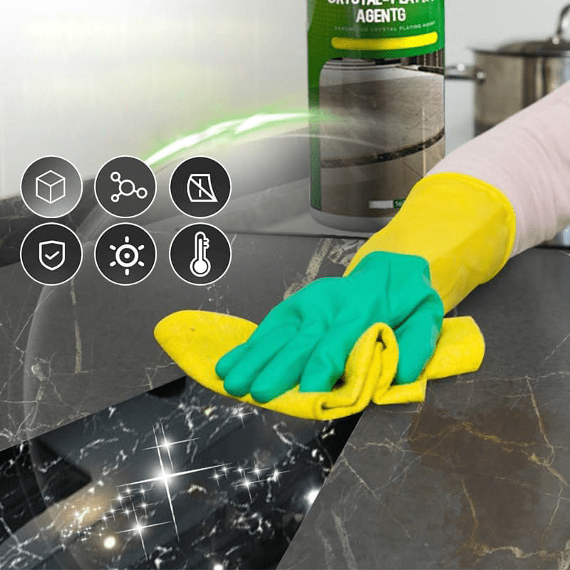 Transform kitchen countertops & bathroom surfaces with high-gloss stone coating for granite, marble & natural stone.