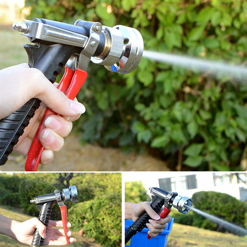 Detail view of a high-pressure electric spray gun with adjustable nozzle settings.