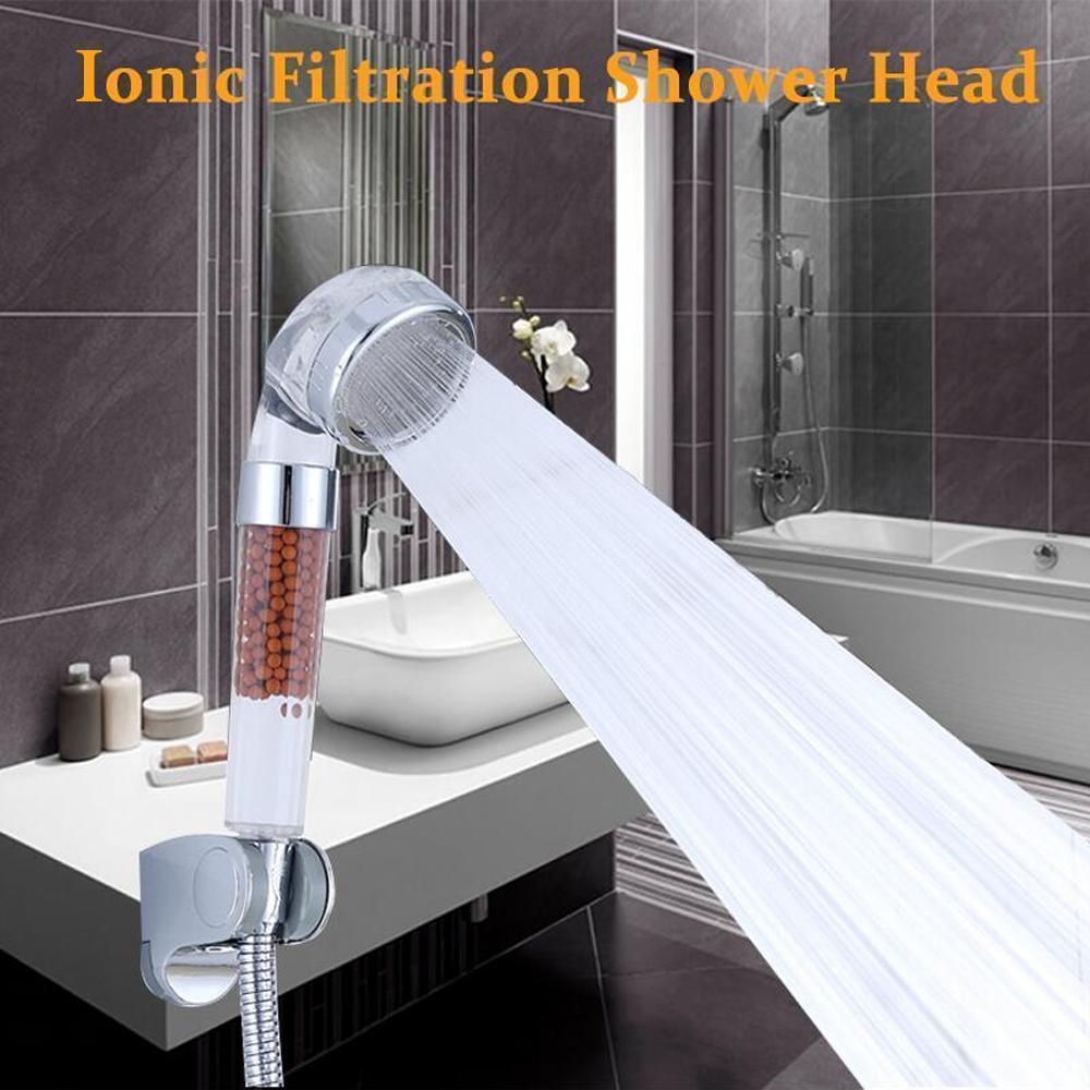 High-pressure ionic filtered shower head for a spa-like bath experience with enhanced water filtration