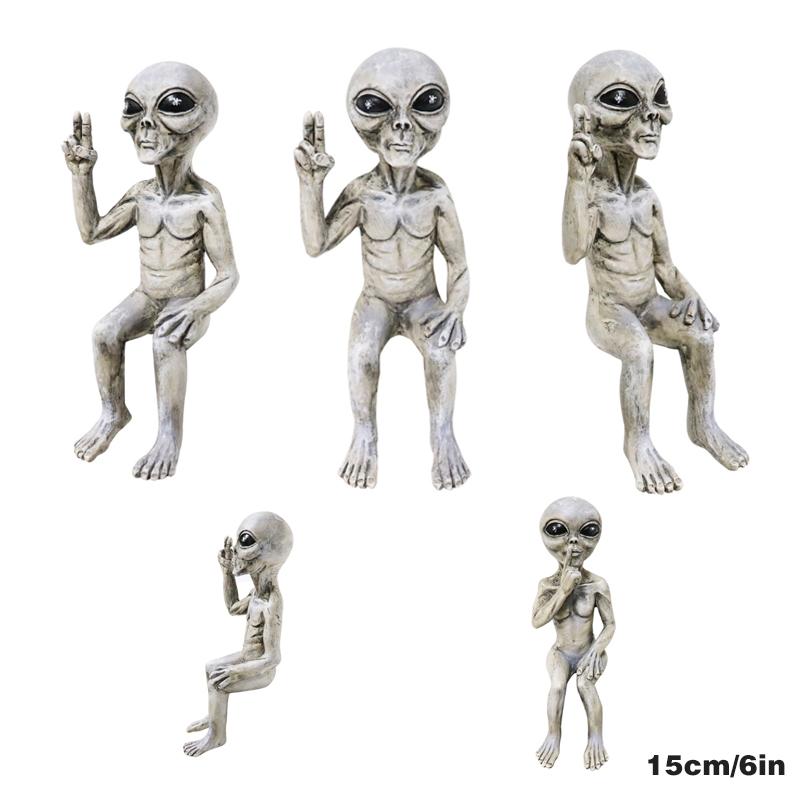 Green alien garden statue, a captivating and whimsical piece of outdoor resin decor
