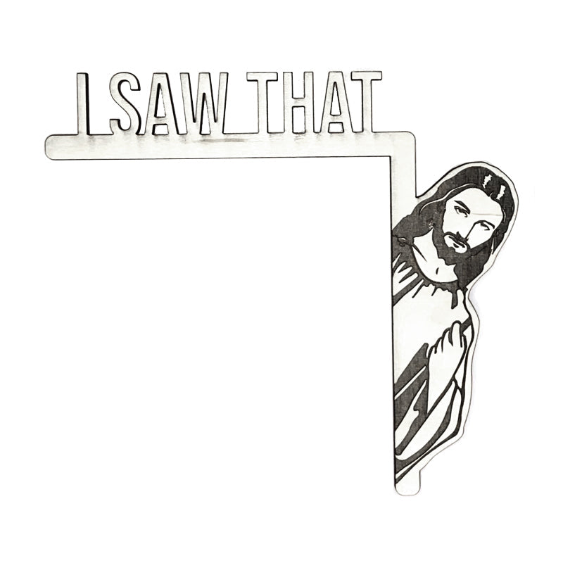 Group of 'I Saw That' door hangers, showcasing this popular funny wood decor and novelty gift