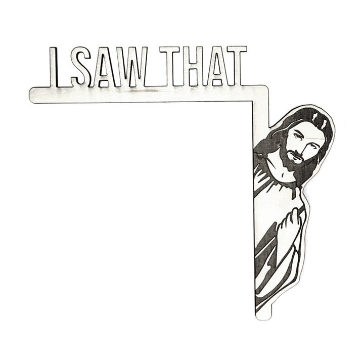 Group of 'I Saw That' door hangers, showcasing this popular funny wood decor and novelty gift