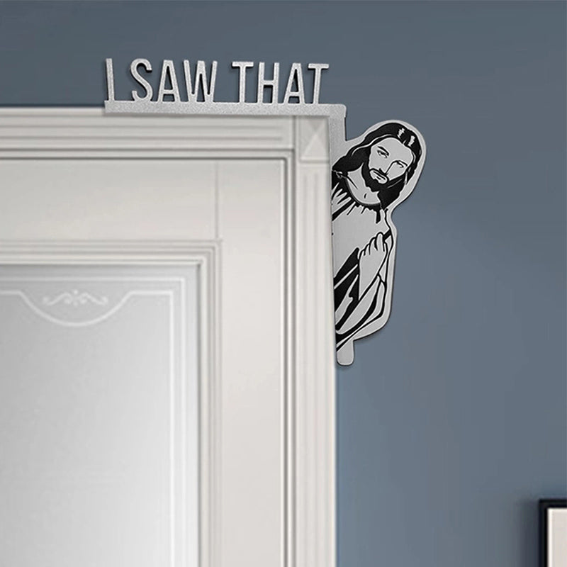 Unique 'I Saw That' door hanger, a humorous wood decor item for any door in your home