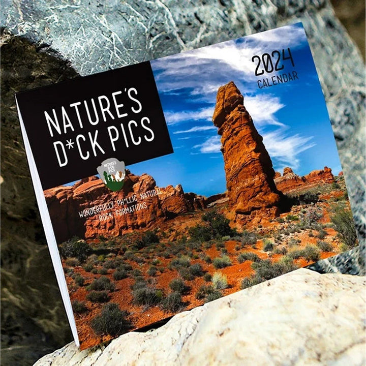 Humorous Nature Wall Calendar 2024, open to a funny animal photo, perfect gag gift & office decor
