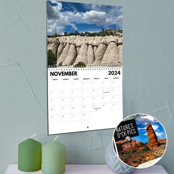 Overview of the funny monthly pages in the 2024 Humorous Nature Wall Calendar, great for office decor