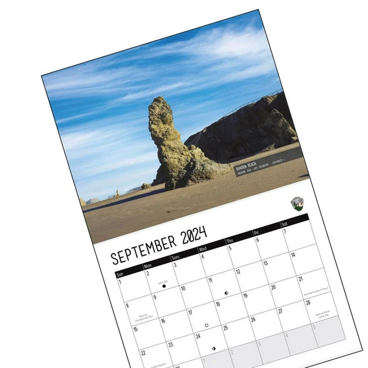 Humorous Nature Wall Calendar 2024 hanging on a wall, adding funny wall art & office humor