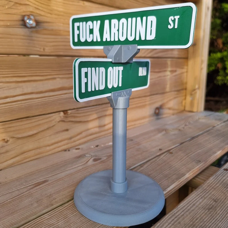 Humorous desk accent: miniature street sign, perfect for office personalization