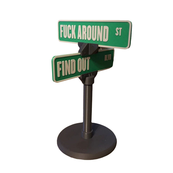 Novelty street sign desk decor, bringing a touch of humor to your workspace