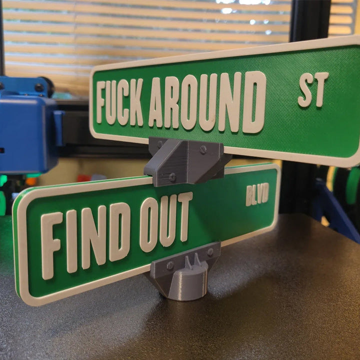 Funny personalized desk sign resembling a street sign, perfect office humor gift