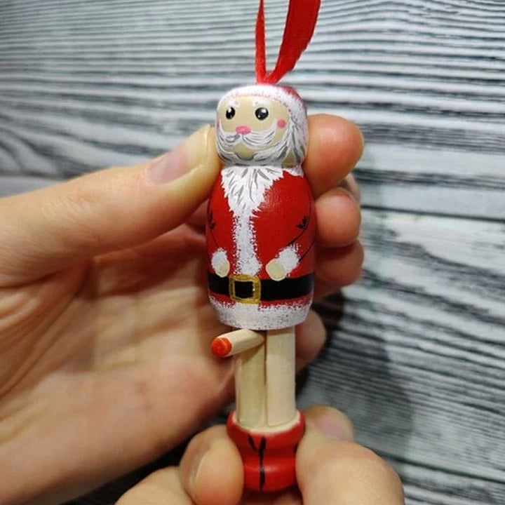 Funny Santa Claus figurine, a prank decoration and adult gag gift for a humorous Christmas celebration