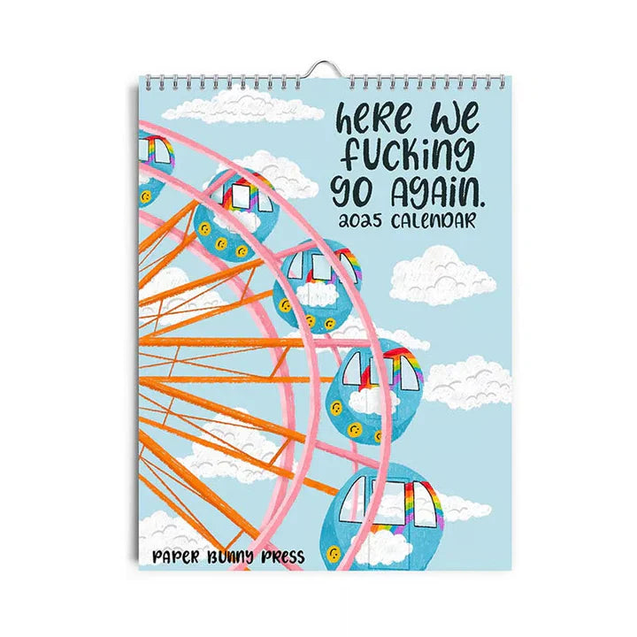 Stack of Humorous Sweary Wall Calendars 2025, ready for bulk purchase as funny gifts