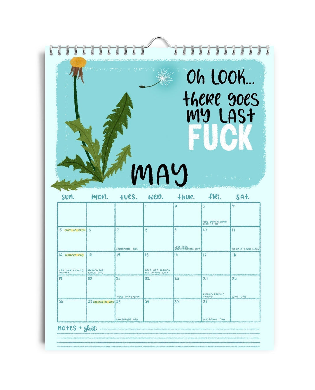 Humorous Sweary 2025 Wall Calendar in a gift box, ready for a funny present