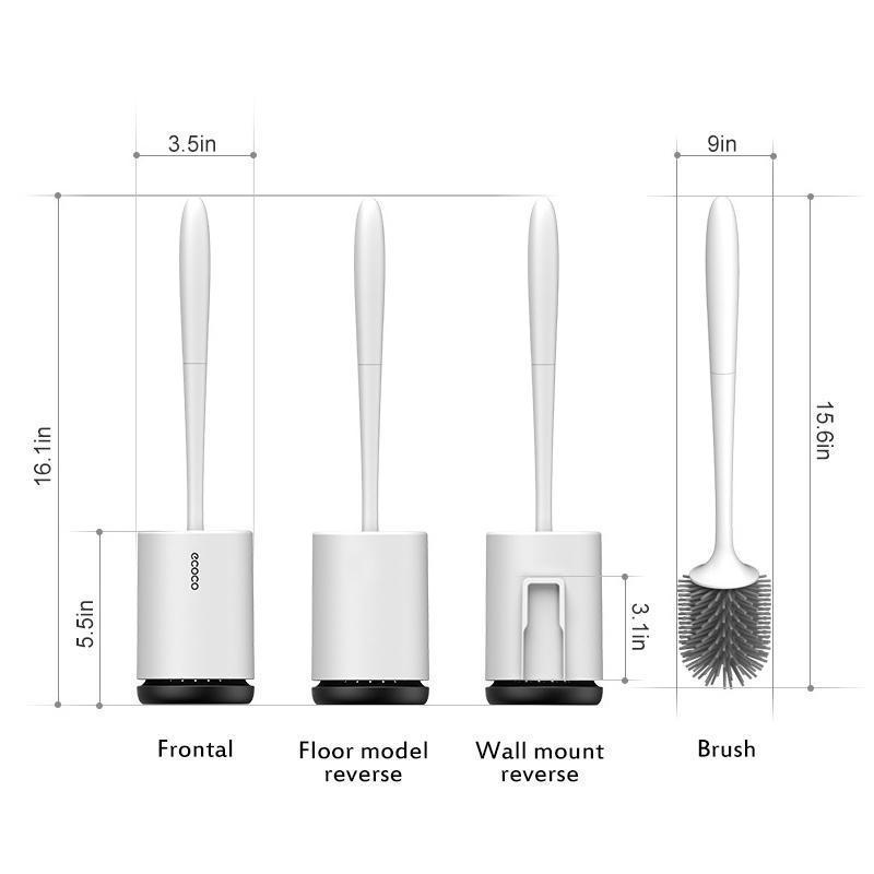 Modern toilet brush with a quick-dry holder, made from durable, hygienic silicone.