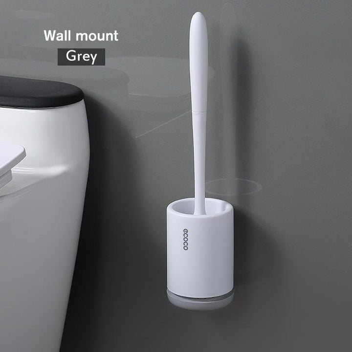 Silicone toilet brush and quick-dry holder set, a contemporary houseware cleaning solution.