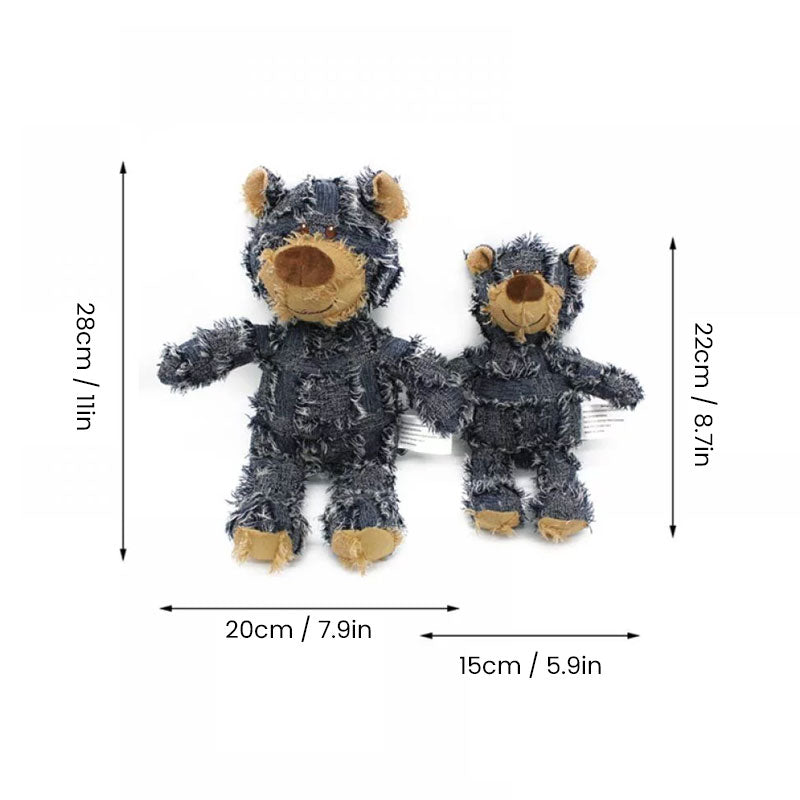 Super tough plush bear dog toy, offering hours of safe chewing for aggressive chewers and puppies.