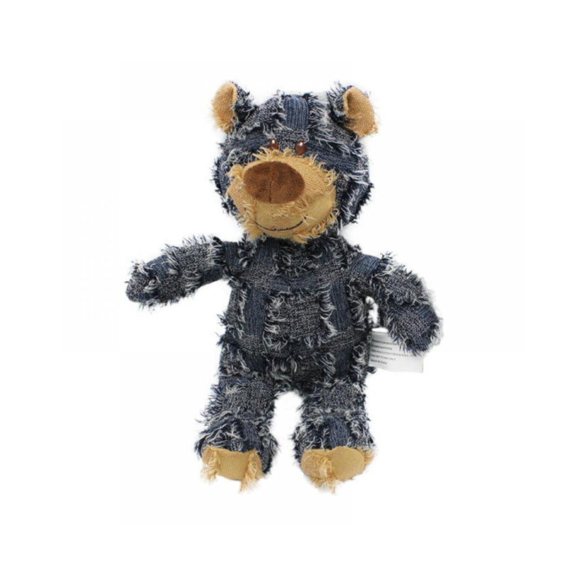Packaging shot of the indestructible plush bear dog toy, highlighting its durability for aggressive chewers.
