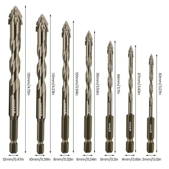 Titanium-coated serrated eccentric drill bit, a pro-grade tapping tool for diverse surfaces.