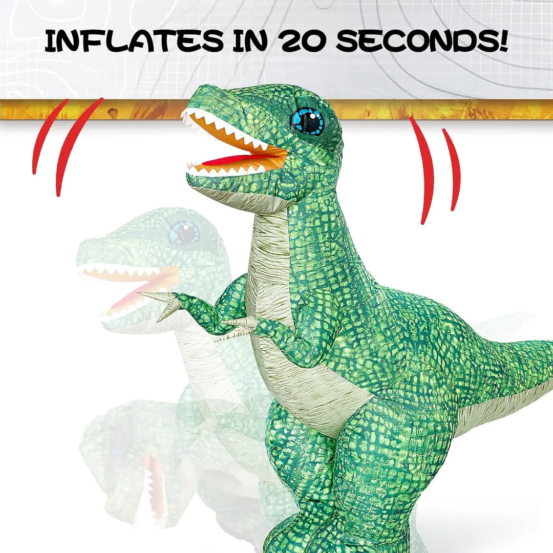 Kids' RC RoamRaptor inflatable dinosaur for remote-controlled adventures. Electronic toy for boys & girls outdoor fun.