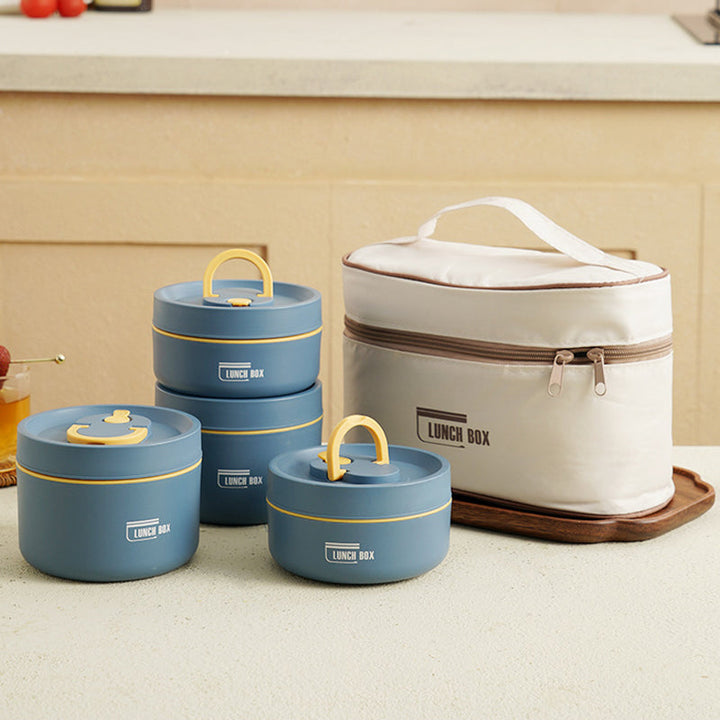 Stackable lunch box with thermal insulation, ensuring warm meals away from home