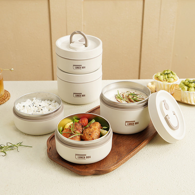 Portable meal prep container, insulated and stackable, keeps food at optimal temperature