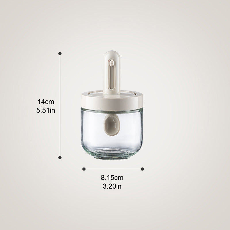 Versatile glass seasoning dispenser bottle with spoon attachment for all cooking needs