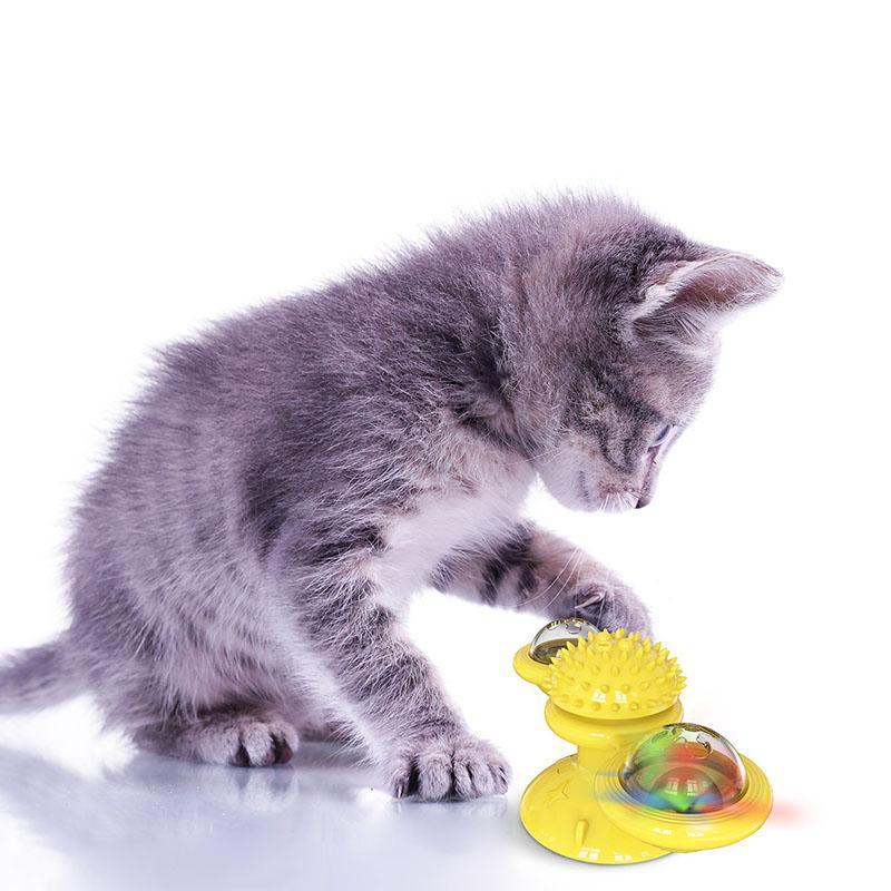 Durable Interactive Cat Toy, windmill design with strong suction base for energetic felines