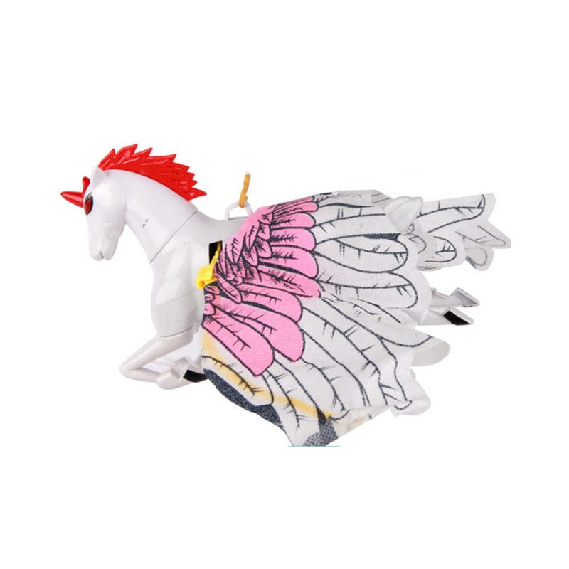 Kids enjoying an interactive flying horse toy, stimulating electric pet toy for indoor fun